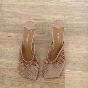 Tony Bianco Tan Mesh Bis Mules Skin Web